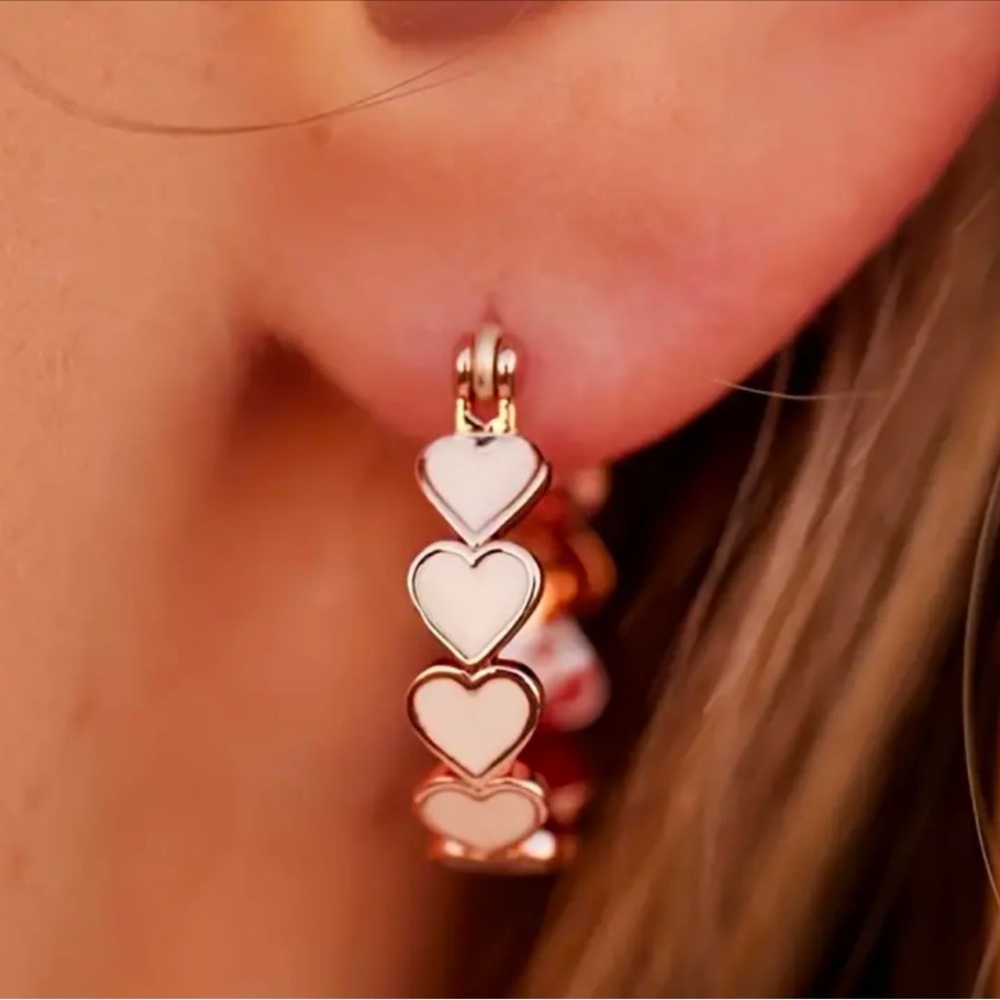 Gold Heart Hoop Earrings with Polished Finish and Delicate Design